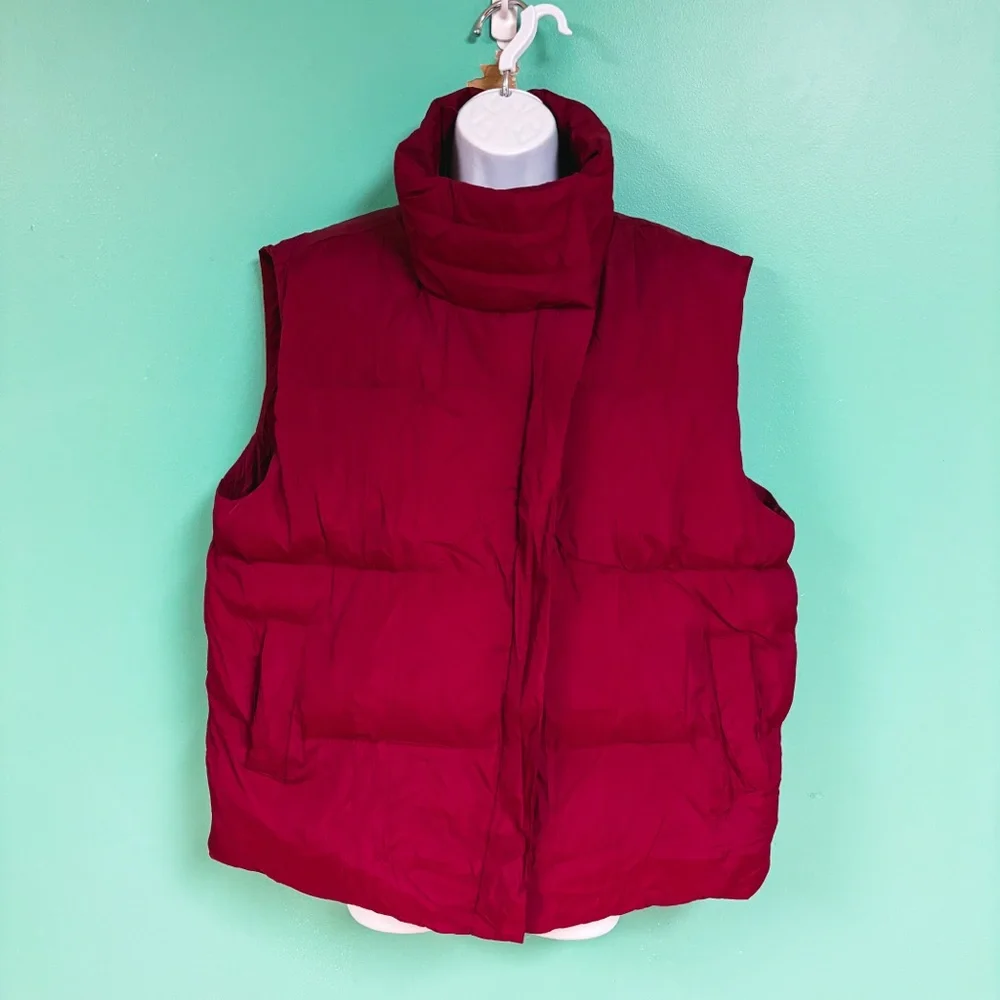 NWT Anrabess Maroon Red Zip Up Sleeveless Puffer Vest Womens Size L - Picture 3 of 9